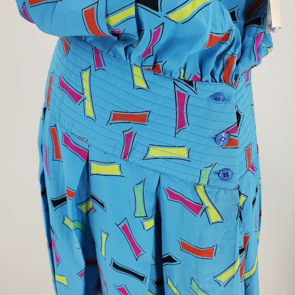 Charles Bianco Vintage Silk Geometric Print Dress - Picture 6 of 9